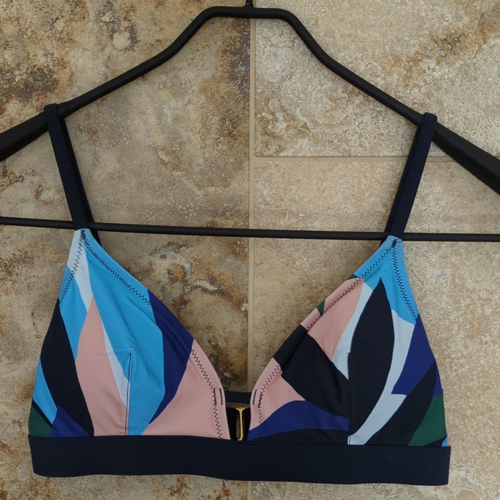 Small Lively Color Block Bikini Top Swim Beach Pool Vacation